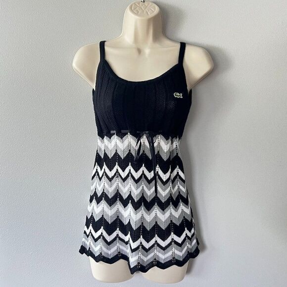 Lacoste Gator Chevron Print Knit Tank Top Size S - Picture 1 of 5